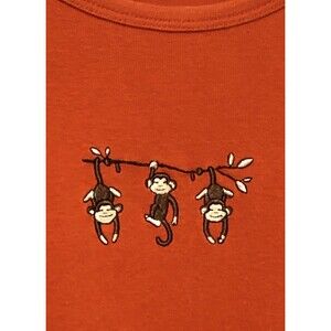 Energie Vintage VTG Orange Long Sleeve Shirt Top Monkey/s Hanging 2X Y2K Teacher